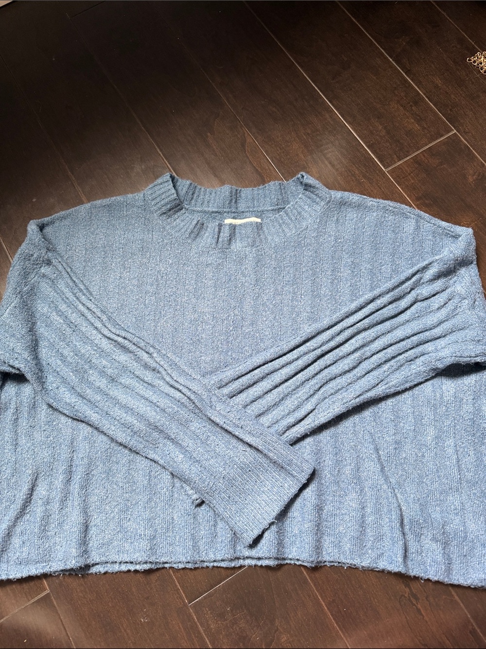 American Eagle Outfitters Light Blue Ribbed Crewneck Sweater